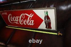 Rare 1951 Drink Coca Cola Arrow Bottle Embossed Metal Sign Soda Pop Coke Gas Oil
