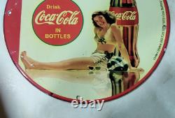 Rare 1953 Coca Cola Old Vintage Car Garage Bar Man Cave Porcelain Enamel Sign
