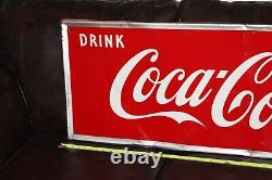 Rare 1954 Drink Coca Cola Arrow Bottle Embossed Metal Sign Soda Pop Coke Gas Oil