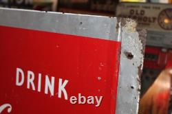 Rare 1954 Drink Coca-cola Refresh Soda Bottle Painted Metal Sign 54 Tall Coke