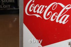 Rare 1954 Drink Coca-cola Refresh Soda Bottle Painted Metal Sign 54 Tall Coke