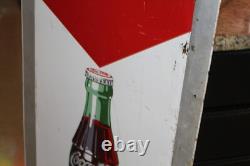 Rare 1954 Drink Coca-cola Refresh Soda Bottle Painted Metal Sign 54 Tall Coke