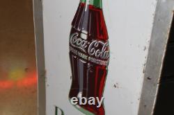 Rare 1954 Drink Coca-cola Refresh Soda Bottle Painted Metal Sign 54 Tall Coke