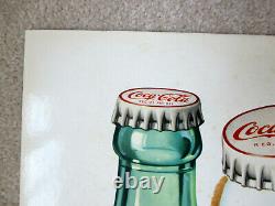 Rare 1957 Coca Cola Whimsical Snowman & Bottle Sleigh Cardboard Lithograph