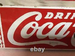 Rare Antique 1928-30 Coca Cola Porcelain Door Push Wrought Iron Original