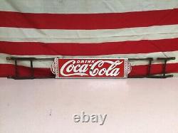 Rare Antique 1928-30 Coca Cola Porcelain Door Push Wrought Iron Original