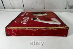 Rare Antique 1956 Spanish Coca Cola Refrescate Aqui Double Sided Flange Sign