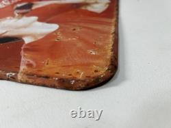 Rare Antique 1956 Spanish Coca Cola Refrescate Aqui Double Sided Flange Sign