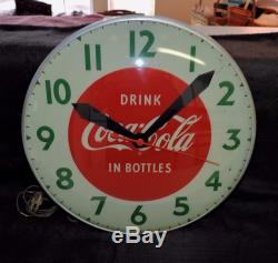 Rare Antique Original 1950's Coca Cola Bubble Glass advertising Clock Sign
