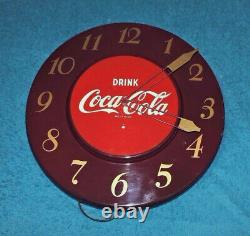 Rare Antique Original 1950's Coca Cola advertising Clock Sign NICE