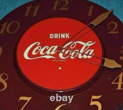 Rare Antique Original 1950's Coca Cola advertising Clock Sign NICE