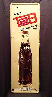 Rare, Authentic. TAB Cola Tin Sign (Made by Coca-Cola) 53 x 17.5