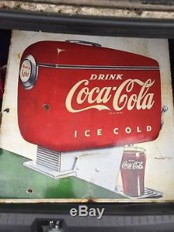 Rare Circa 1960s Coca Cola Fountain Dispenser Doublesided Porcelain Sign