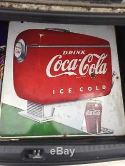 Rare Circa 1960s Coca Cola Fountain Dispenser Doublesided Porcelain Sign