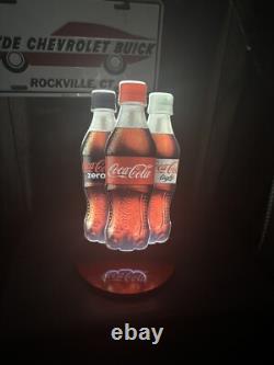 Rare Coca Cola 3 Bottle LED Light Sign Rare Foreign Coke Zero 11 Back Bar