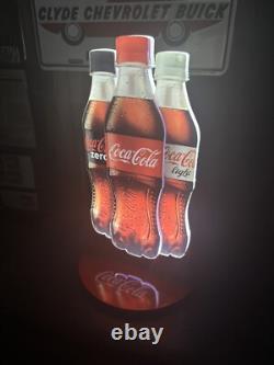 Rare Coca Cola 3 Bottle LED Light Sign Rare Foreign Coke Zero 11 Back Bar