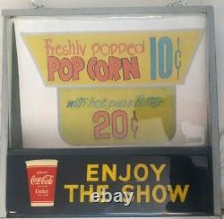 Rare Coca Cola Lighted ENJOY THE SHOW 1950'S Theater Refreshment Sign