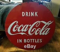 Rare Coca Cola Lollipop Porcelain 30 Double Sided Sign 1950's