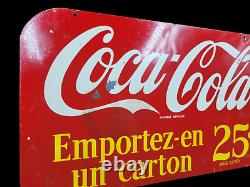 Rare Coca Cola Metal Sign For Bottle Rack Top 25 Cents French 16 X 9 Inch