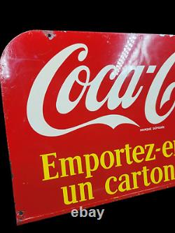 Rare Coca Cola Metal Sign For Bottle Rack Top 25 Cents French 16 X 9 Inch