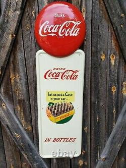 Rare Coca-Cola Pilaster Sign. Painted Metal With Decals! 54inx16in