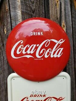 Rare Coca-Cola Pilaster Sign. Painted Metal With Decals! 54inx16in