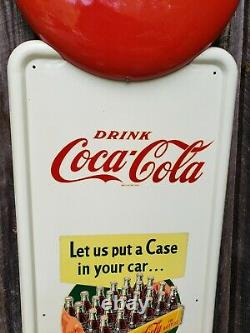 Rare Coca-Cola Pilaster Sign. Painted Metal With Decals! 54inx16in