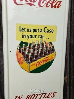 Rare Coca-Cola Pilaster Sign. Painted Metal With Decals! 54inx16in