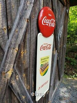 Rare Coca-Cola Pilaster Sign. Painted Metal With Decals! 54inx16in