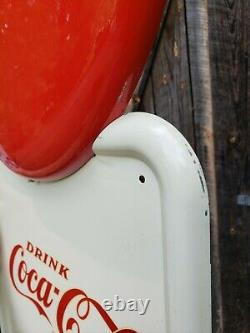 Rare Coca-Cola Pilaster Sign. Painted Metal With Decals! 54inx16in