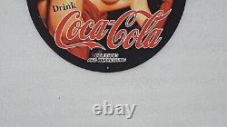 Rare Coca Cola Porcelain Pinup Naked Girl Garage Beverage Oil Pump Auto Ad Sign