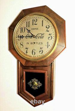 Rare Coca Cola Sessions Oak Schoolhouse Regulator, Clock Nice