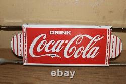 Rare Coca Cola Soda Pop 30 Porcelain Metal General Store Door Push Bar Sign