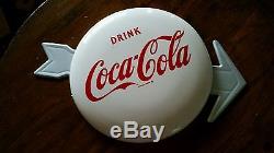 Rare Coca Cola White 16 Porcelain Button with Arrow