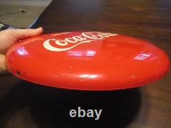 Rare Drink Coca-Cola button painted A-M 1949 soda pop sign 12 inch rare