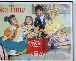Rare Extra Large Coke Time Retail Advertising Poster Framed Coca Cola Sign