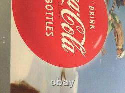 Rare LARGE 1954 Coca Cola Cardboard Advertising Sign 56 X 27 WINTER SKIING WOW