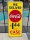 Rare Large Canadian Coca Cola Sign 1940's Masonite Sign 18 X 48 Inches Rare