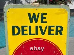 Rare Large Canadian Coca Cola Sign 1940's Masonite Sign 18 X 48 Inches Rare