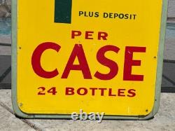 Rare Large Canadian Coca Cola Sign 1940's Masonite Sign 18 X 48 Inches Rare