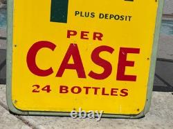 Rare Large Canadian Coca Cola Sign 1940's Masonite Sign 18 X 48 Inches Rare