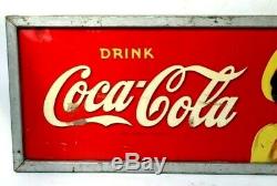 Rare Large Original 1941 Drink Coca Cola Soda Pop Bottle 60 x 24 Metal Sign