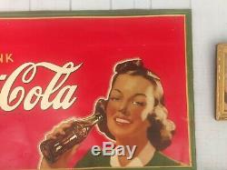 Rare Large Vintage 1940 Coca Cola Soda Pop Bottle 56 x 32 Metal Sign
