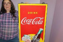 Rare Large Vintage 1940's Coca Cola Sprite Boy Soda Pop 54 Porcelain Metal Sign