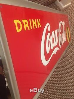Rare Large Vintage 1948 Coca Cola Soda Pop Gas Station 54 Embossed Metal Sign