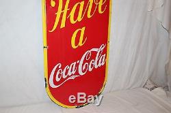 Rare Large Vintage c. 1940 Coca Cola Come In! Soda Pop 54 Porcelain Metal Sign