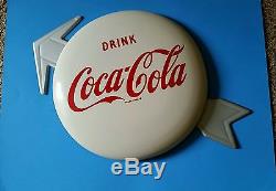 Rare Near Mint Coca Cola 16 White Button with Arrow