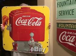 Rare Original 1939 Porcelain DOUBLE SIDED Coca Cola Soda Fountain Dispenser Sign