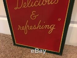 Rare Original 1941 Drink Coca Cola Embossed Tin Sign Delicious And Refreshing