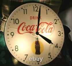 Rare Original 1950's Coca Cola Bubble Glass advertising Clock Sign